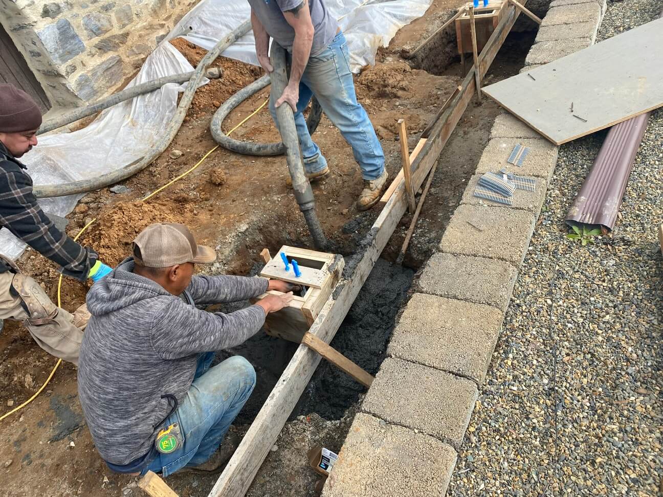 pumping concrete for deck footings